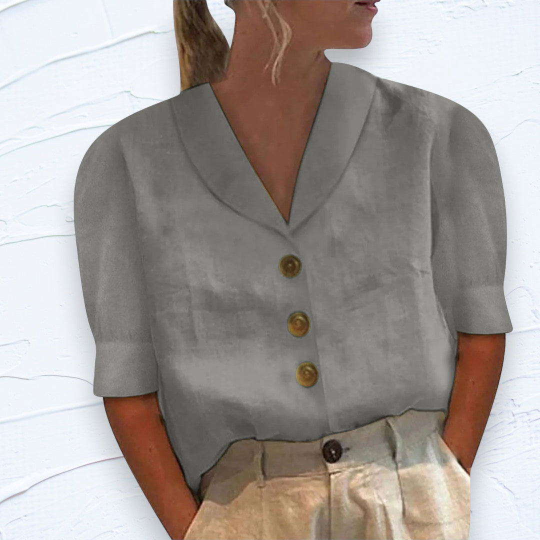 Retro-Chic Button-Up Bluse mit geknoteter Front
