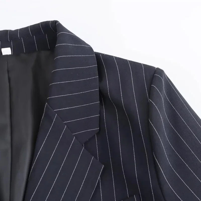 Brand & Belle | Klassischer Nadelstreifen Doppelreihiger Blazer