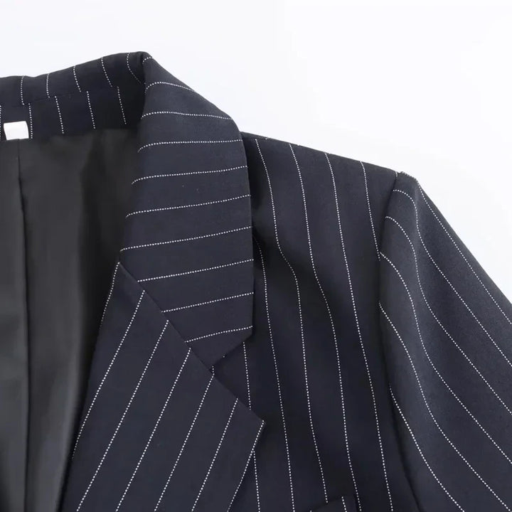 Brand & Belle | Klassischer Nadelstreifen Doppelreihiger Blazer