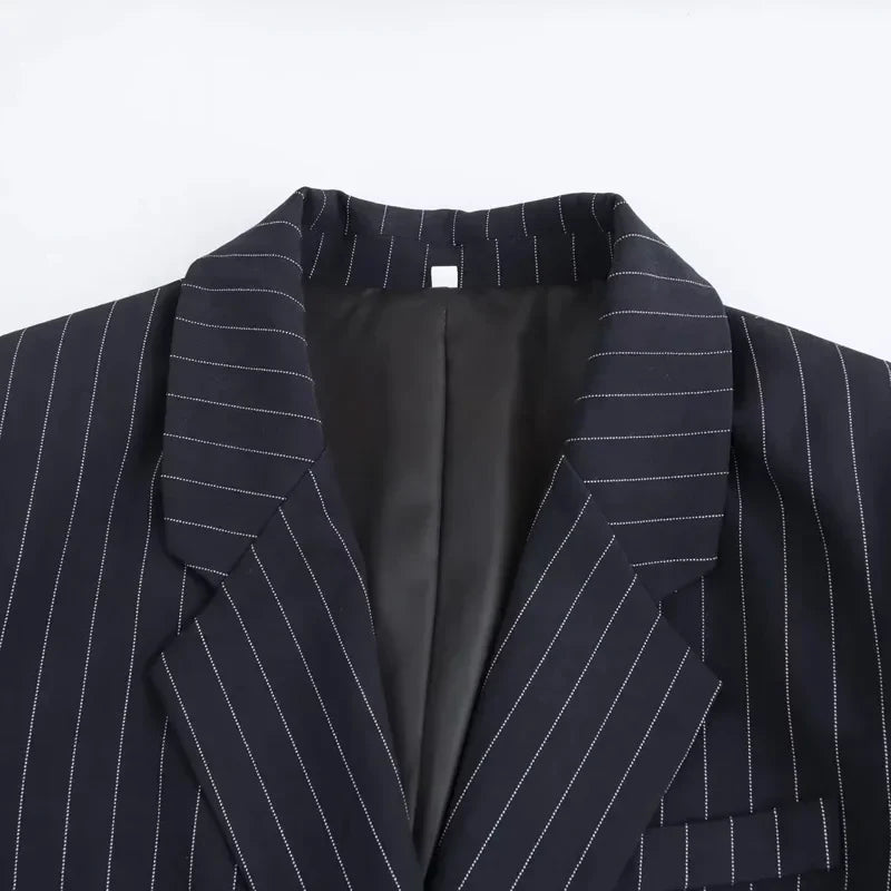 Brand & Belle | Klassischer Nadelstreifen Doppelreihiger Blazer