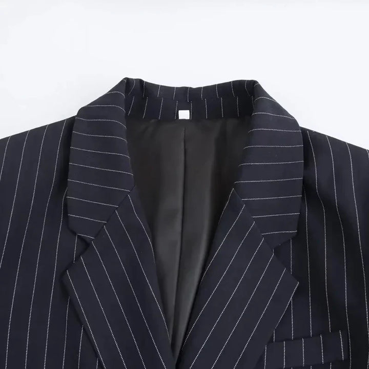 Brand & Belle | Klassischer Nadelstreifen Doppelreihiger Blazer