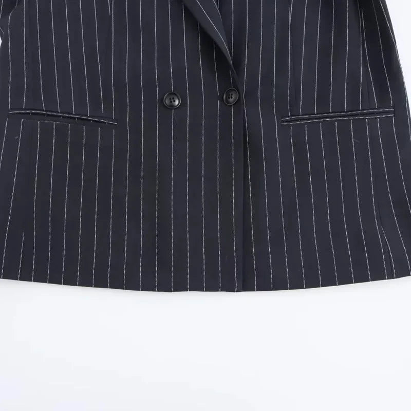 Brand & Belle | Klassischer Nadelstreifen Doppelreihiger Blazer