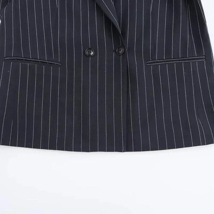 Brand & Belle | Klassischer Nadelstreifen Doppelreihiger Blazer