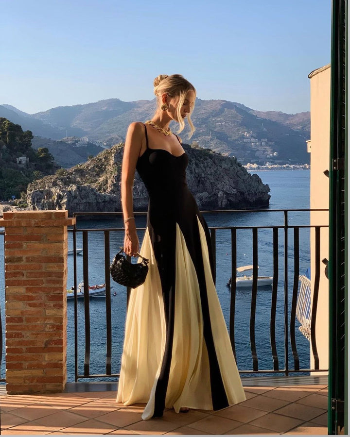 Viara - Gepaneltes Maxikleid