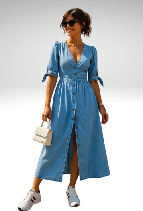 Amélie - Elegantes Denim-Kleid