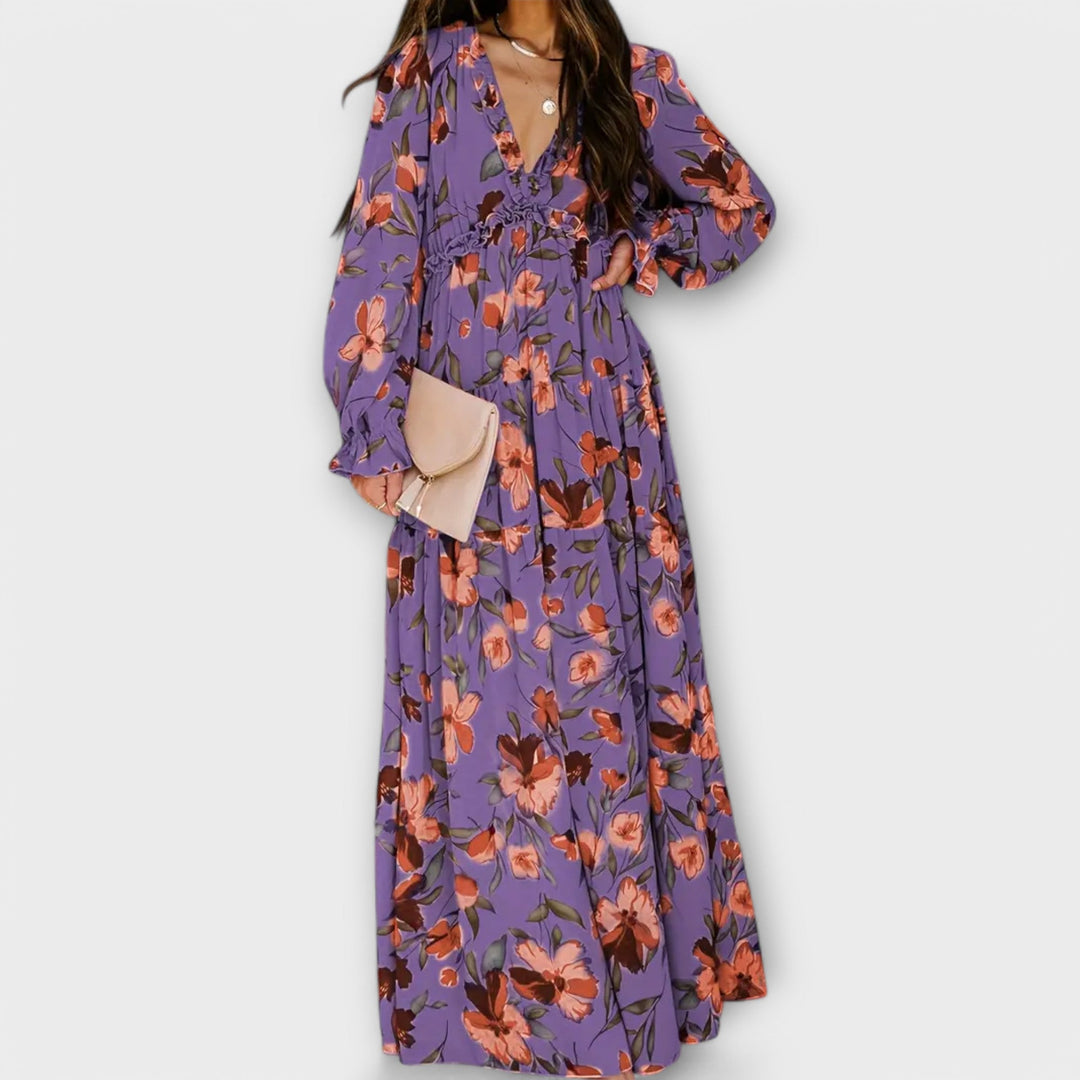 Zarela – Maxikleid mit abstraktem Muster und Boho-Charme