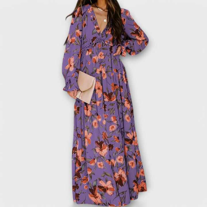 Zarela – Maxikleid mit abstraktem Muster und Boho-Charme