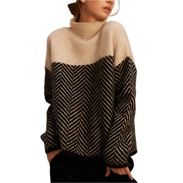 SOFIA - GEMUSTERTER OVERSIZED PULLOVER