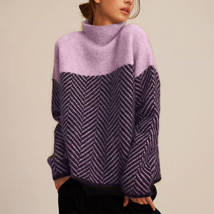 SOFIA - GEMUSTERTER OVERSIZED PULLOVER