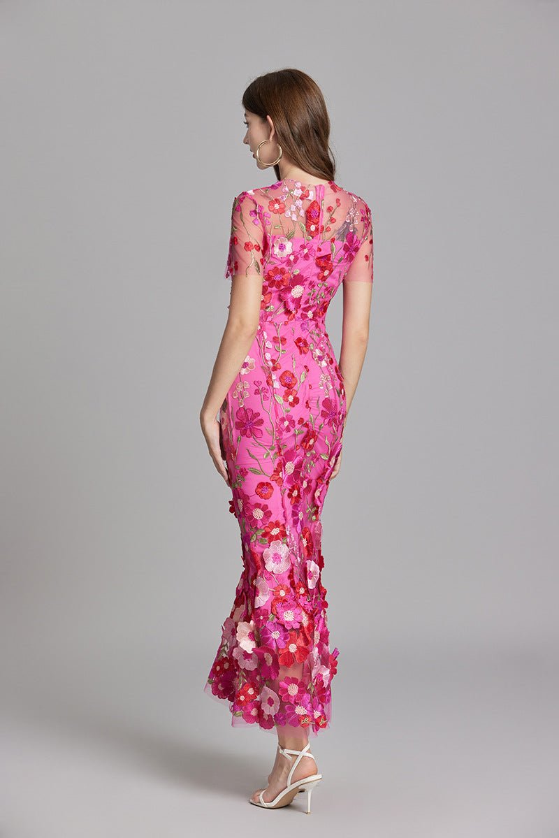 Sophia - Elegantes Blumenkleid im Midi-Stil