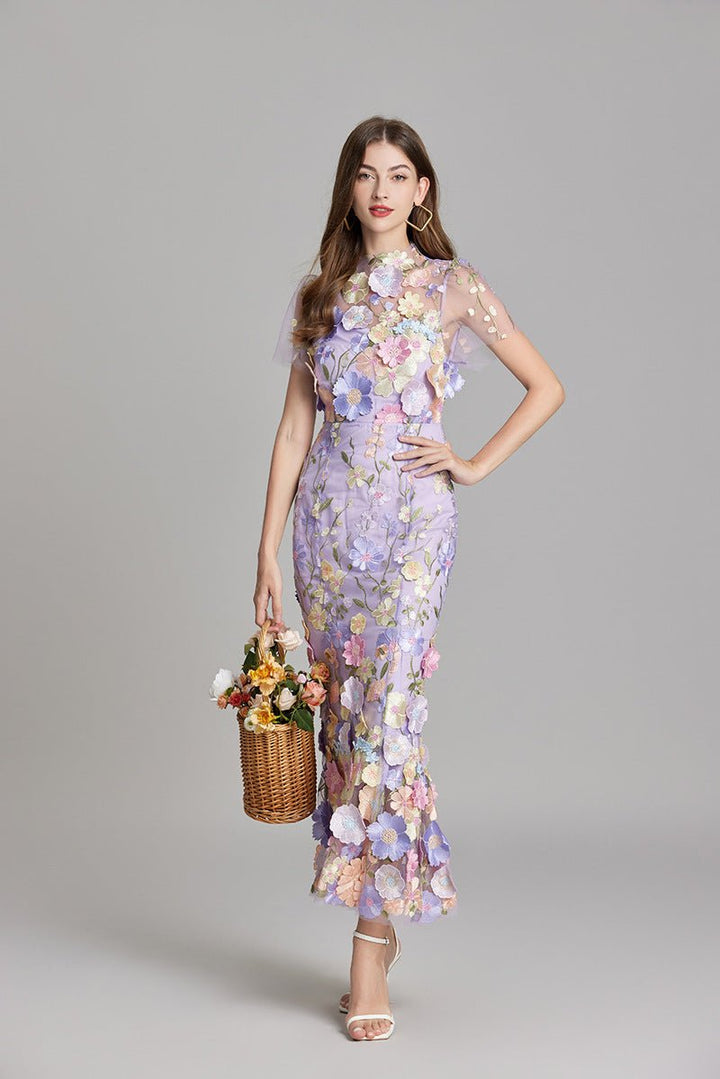 Sophia - Elegantes Blumenkleid im Midi-Stil