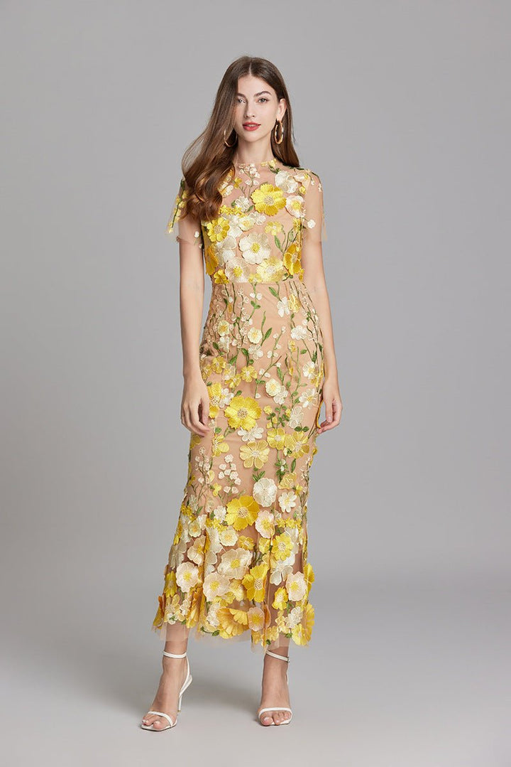 Sophia - Elegantes Blumenkleid im Midi-Stil