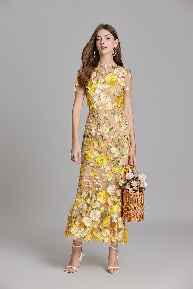 Sophia - Elegantes Blumenkleid im Midi-Stil