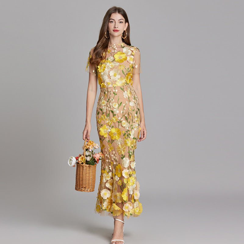 Sophia - Elegantes Blumenkleid im Midi-Stil