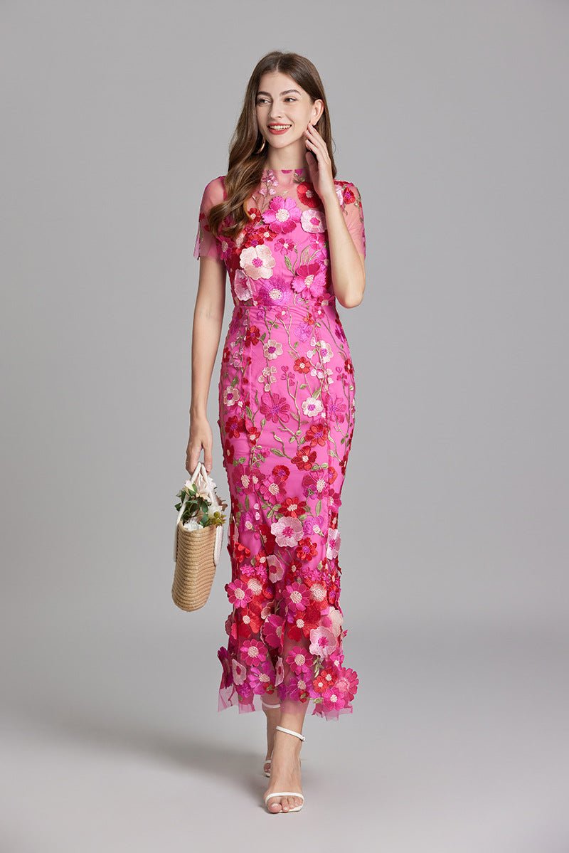 Sophia - Elegantes Blumenkleid im Midi-Stil