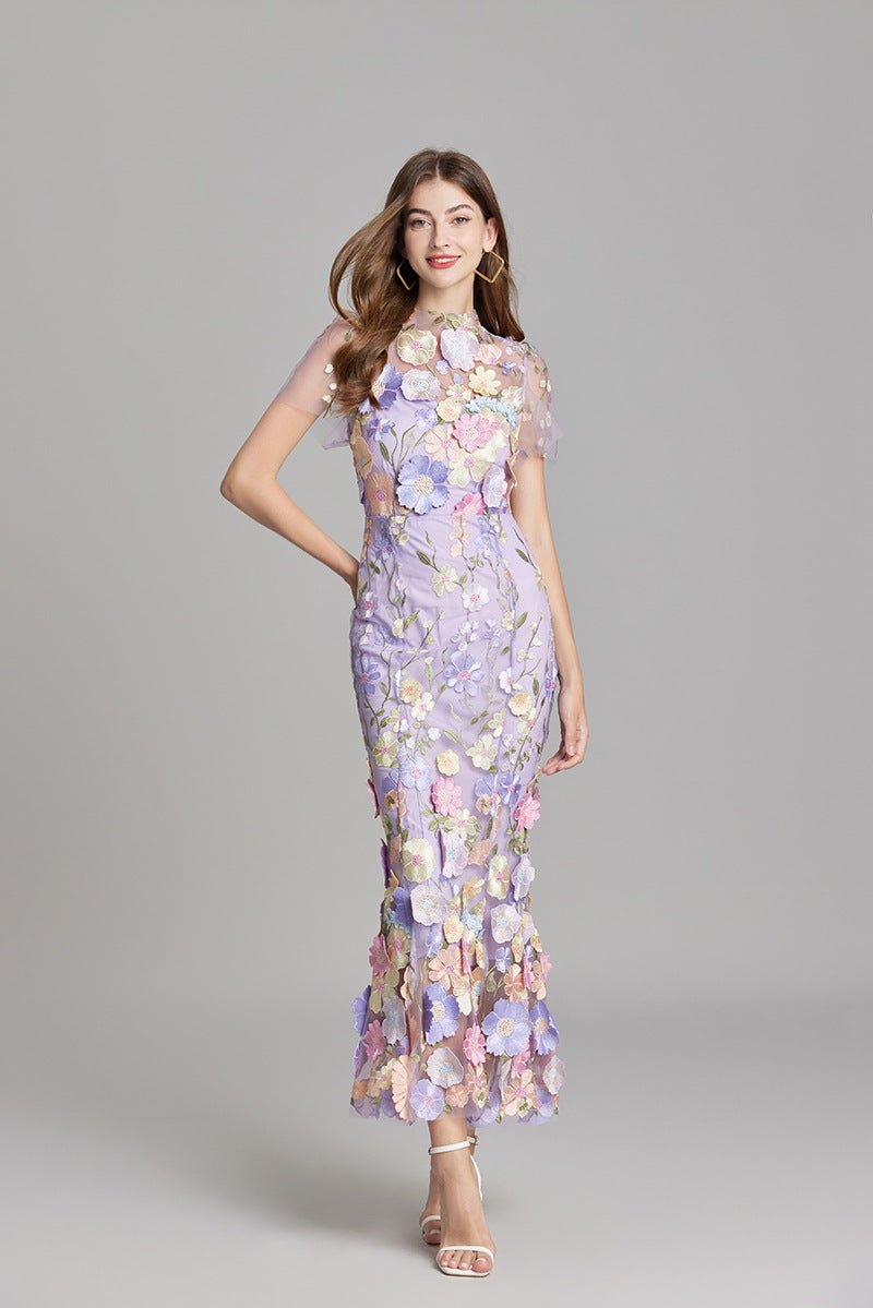 Sophia - Elegantes Blumenkleid im Midi-Stil