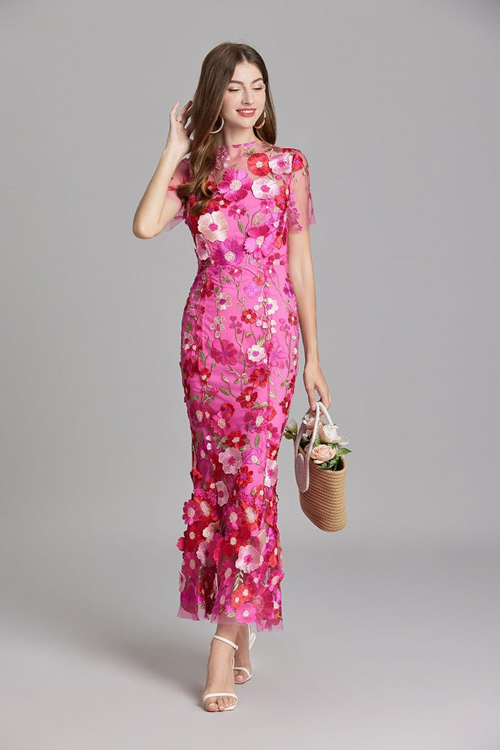 Sophia - Elegantes Blumenkleid im Midi-Stil