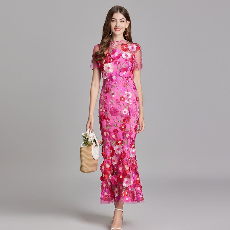 Sophia - Elegantes Blumenkleid im Midi-Stil