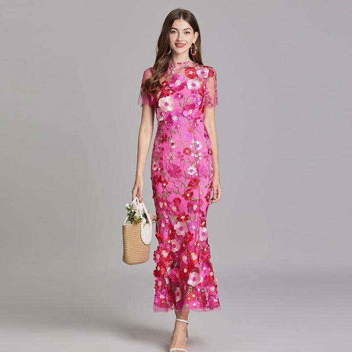 Sophia - Elegantes Blumenkleid im Midi-Stil